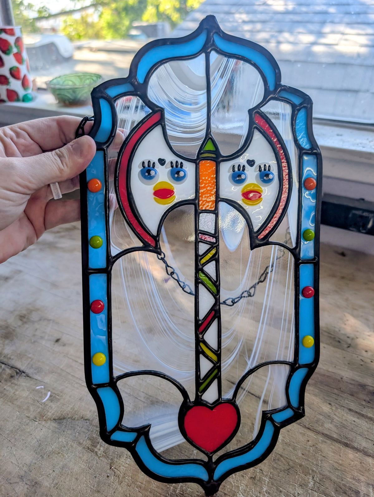 Double Axe Furb stained glass