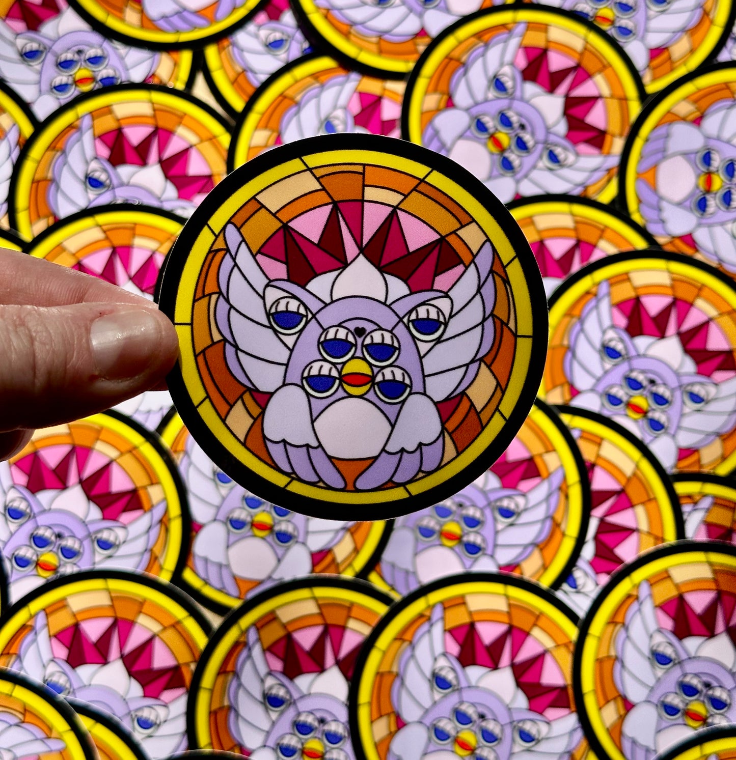 Purple & Orange Angel Stained Glass Sticker