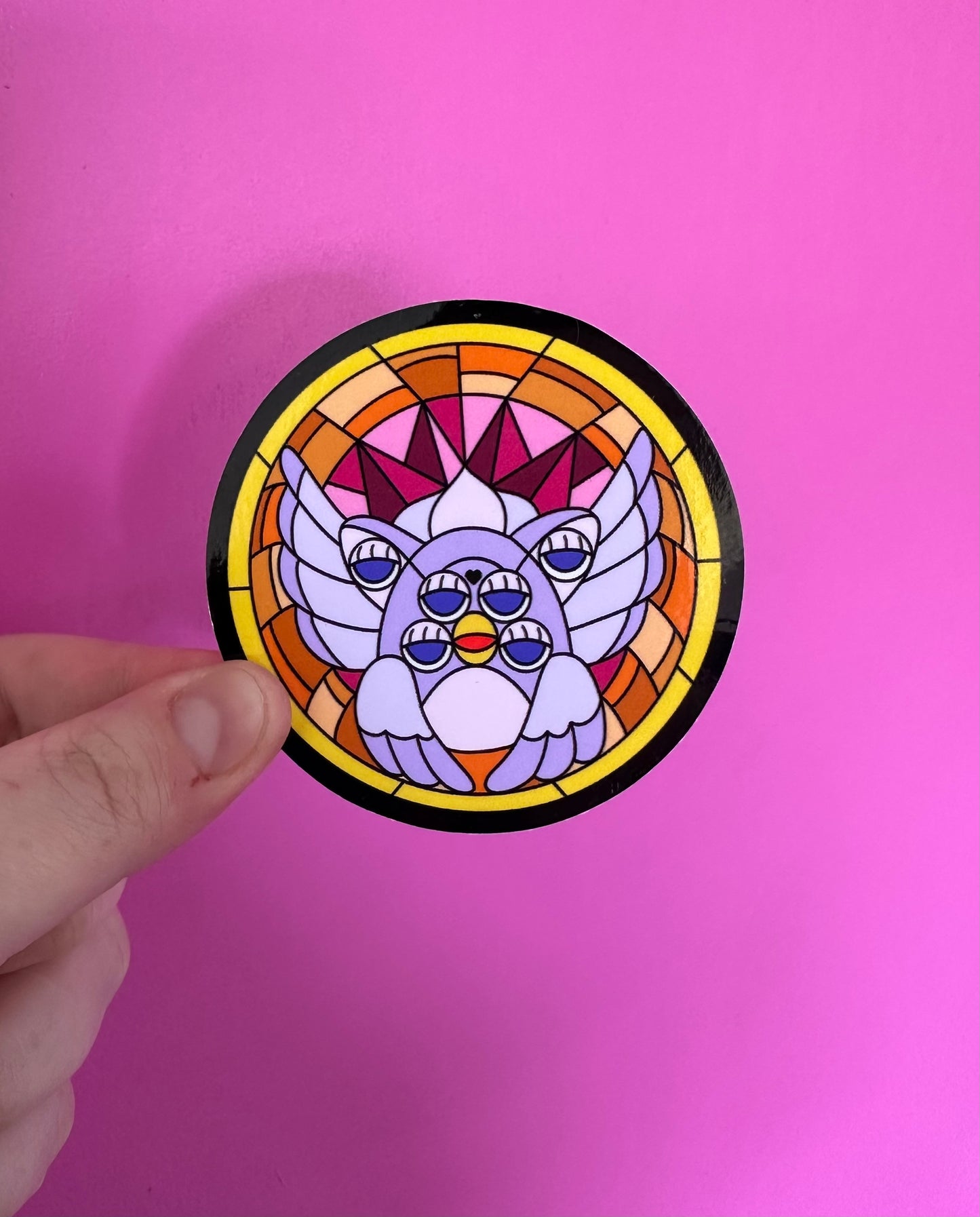 Purple & Orange Angel Stained Glass Sticker