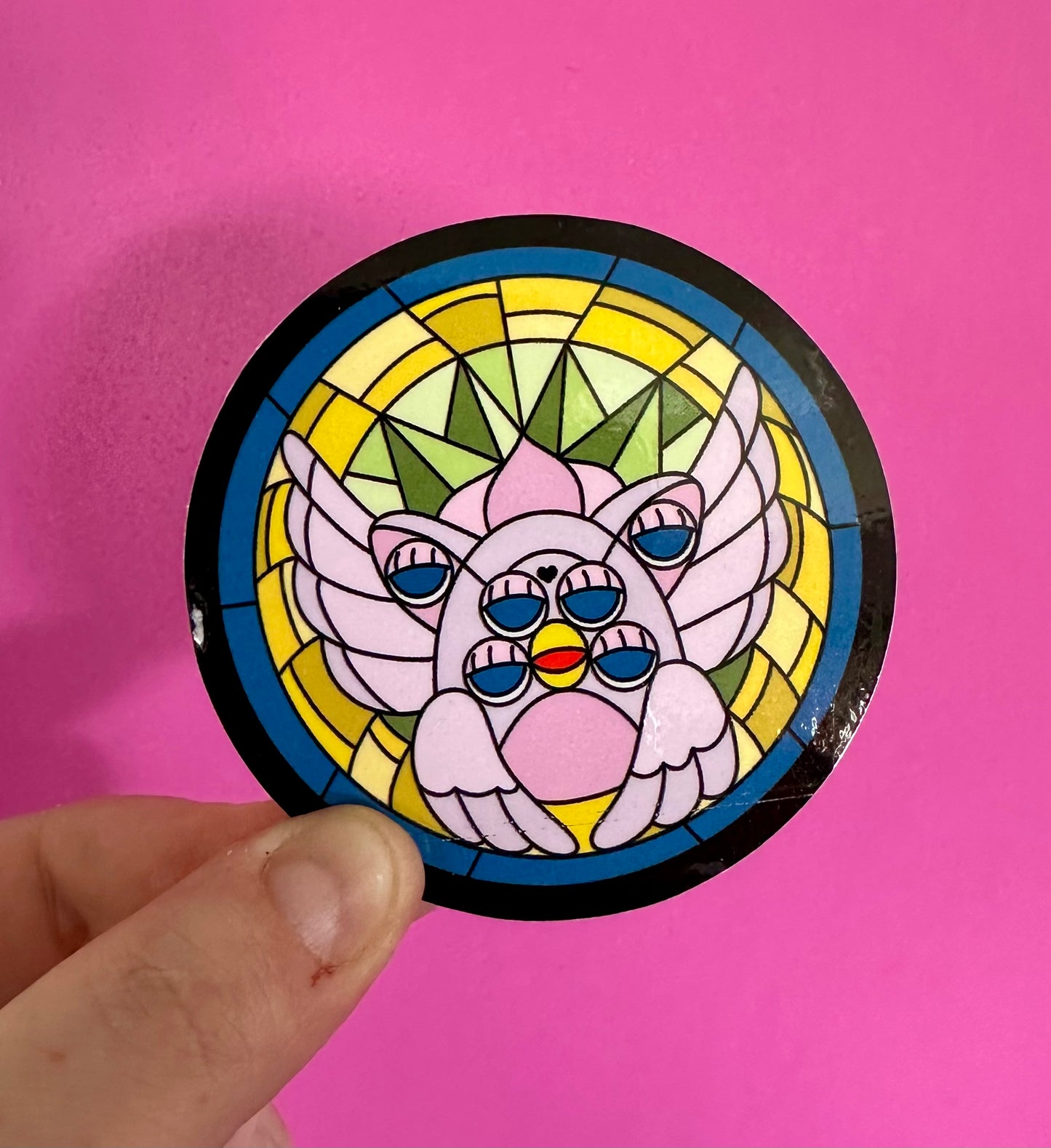 Purple & Green Angel Stained Glass Sticker
