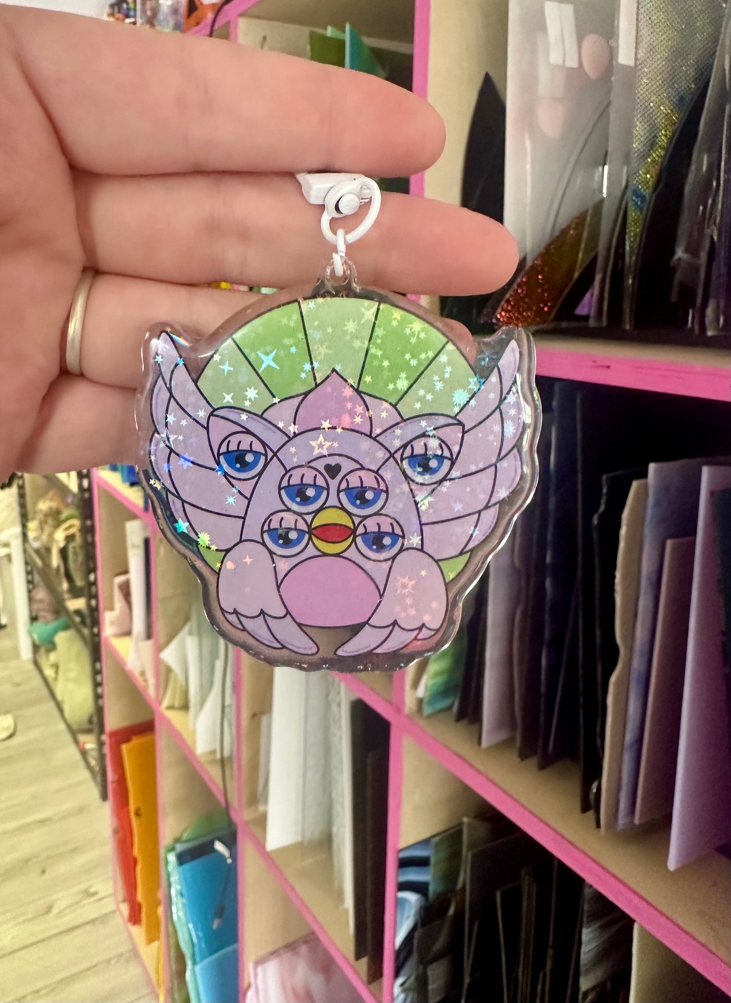 Lavender biblically accurate angel keychain