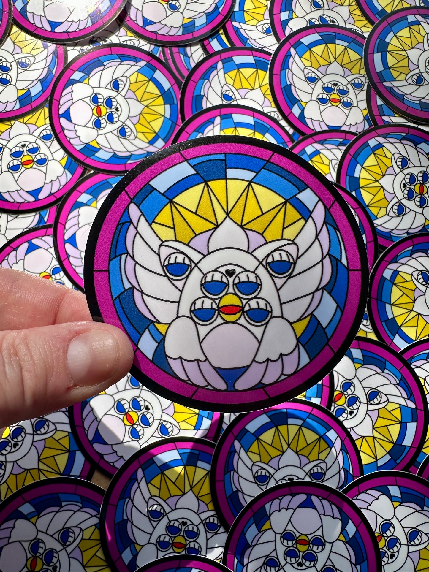 Blue & White Angel Stained Glass Sticker