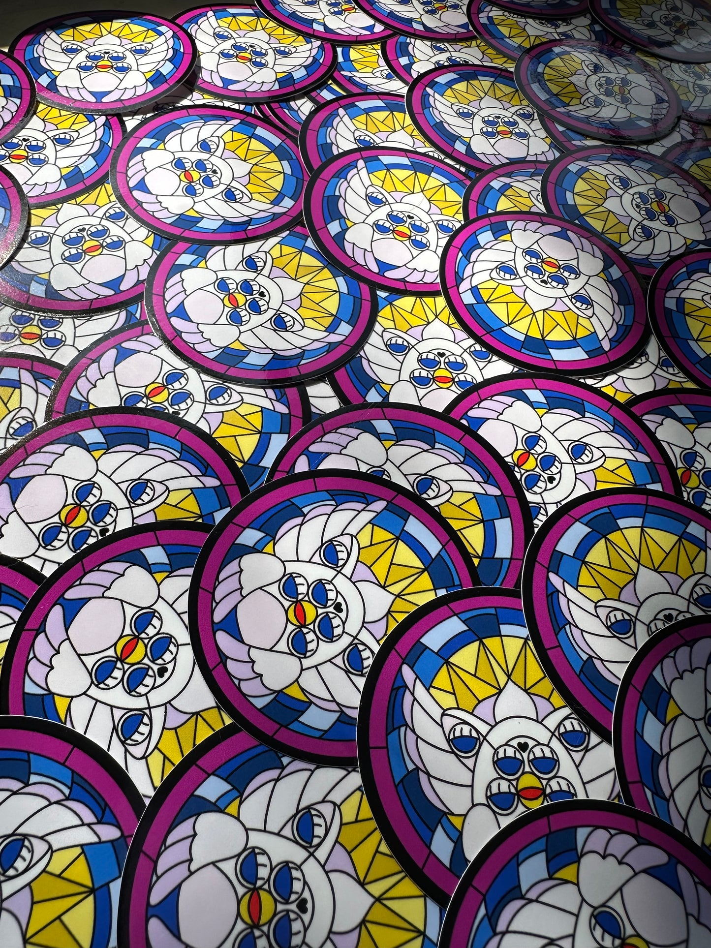 Blue & White Angel Stained Glass Sticker