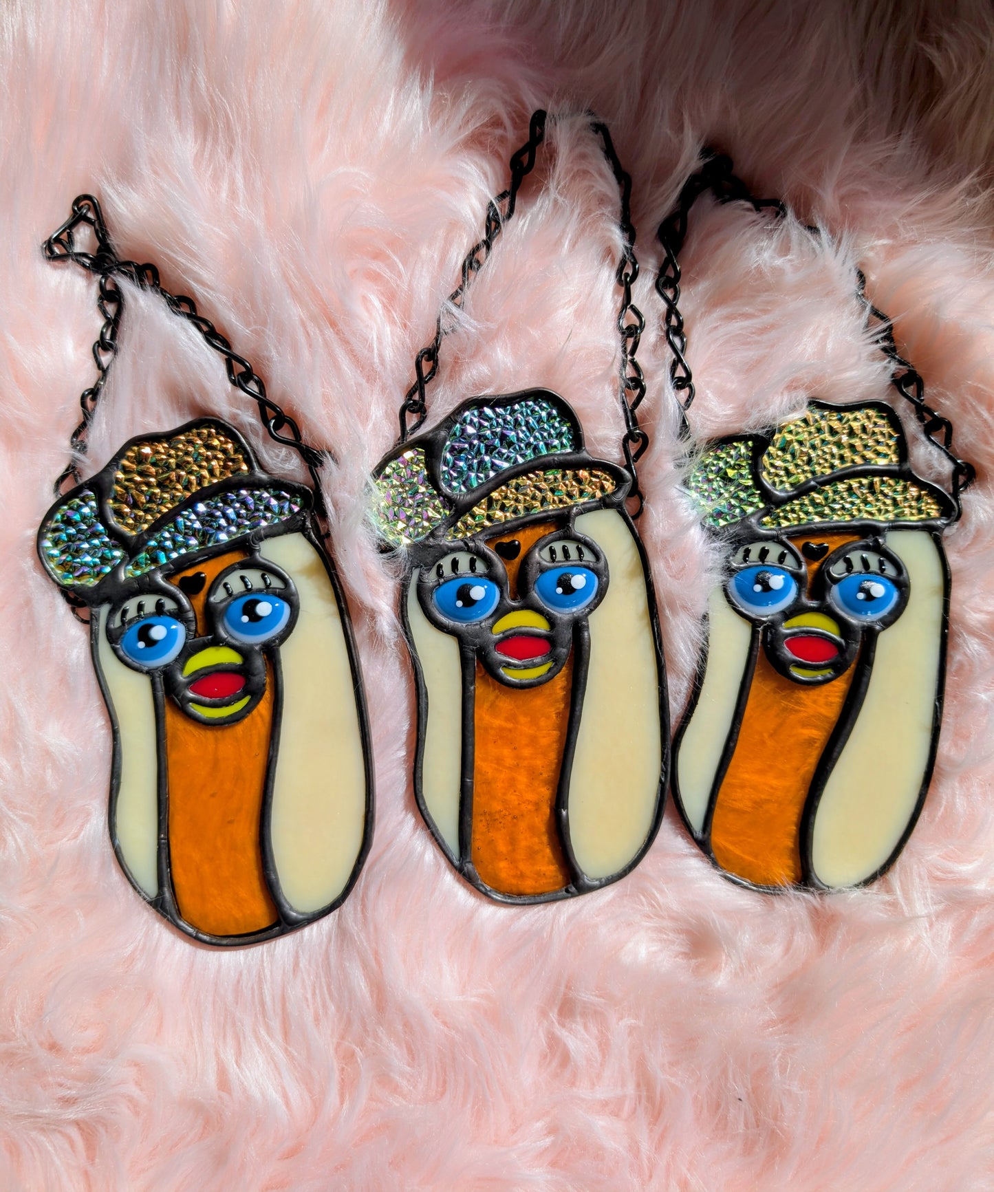 Cowboy Furby Hot Dog Stained Glass