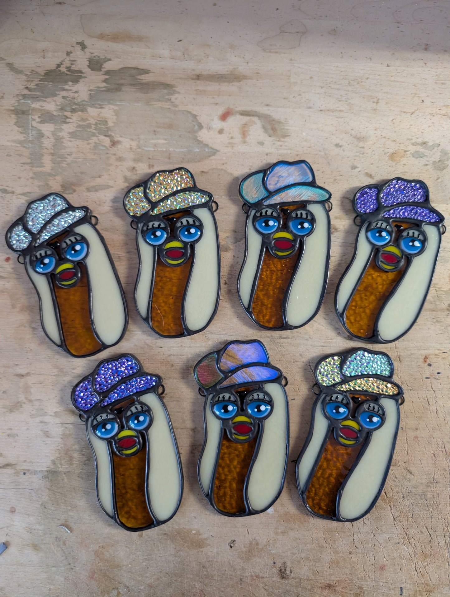 Cowboy Furby Hot Dog Stained Glass