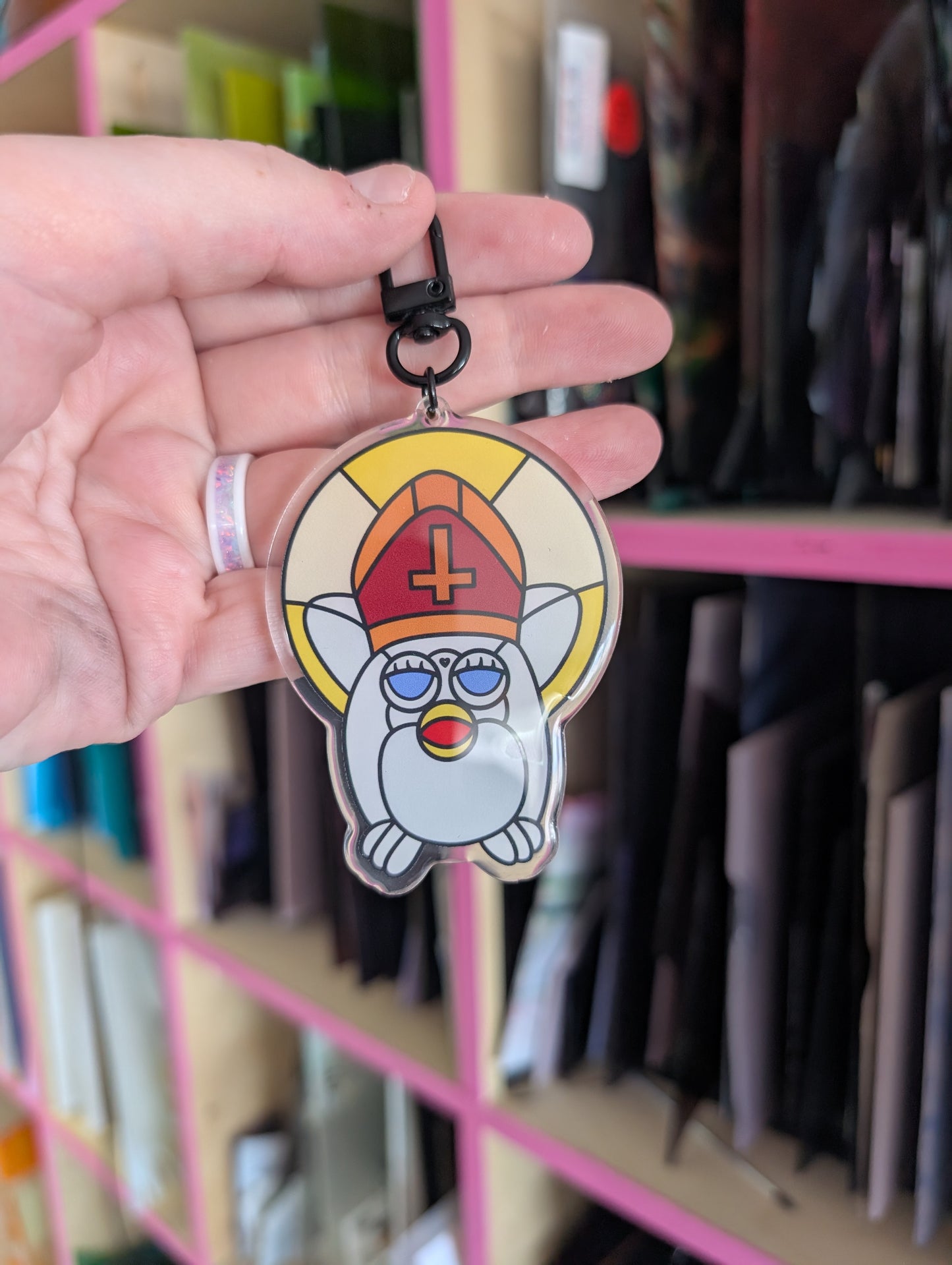 Upside down cross Fope Keychain