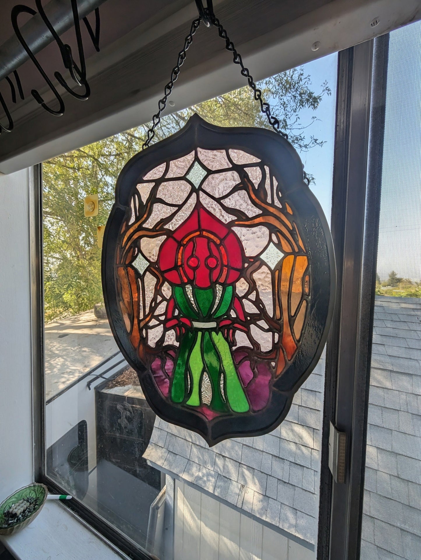 The Flatwoods Monster Stained Glass
