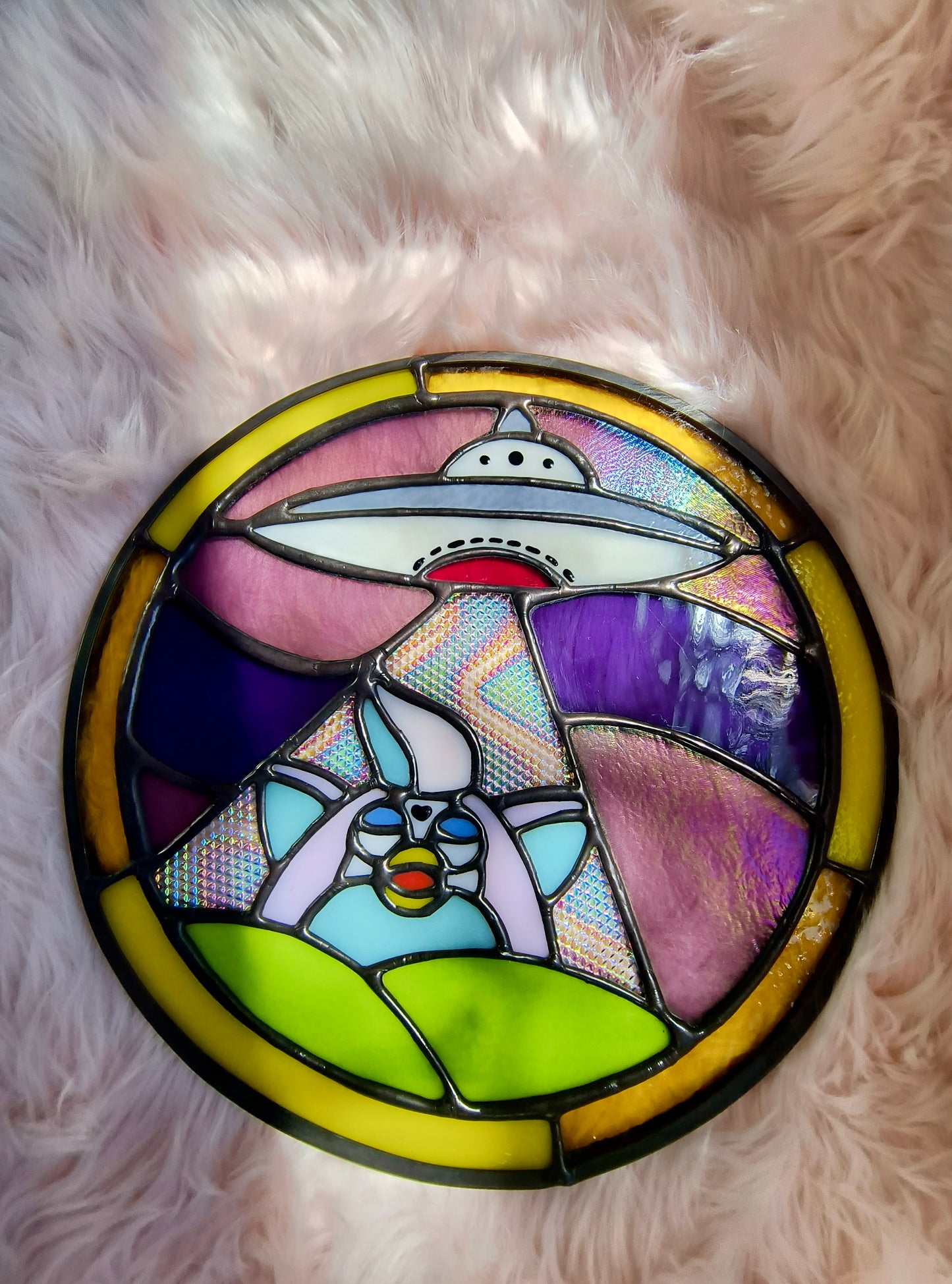 UFO Furby Stained Glass Panel