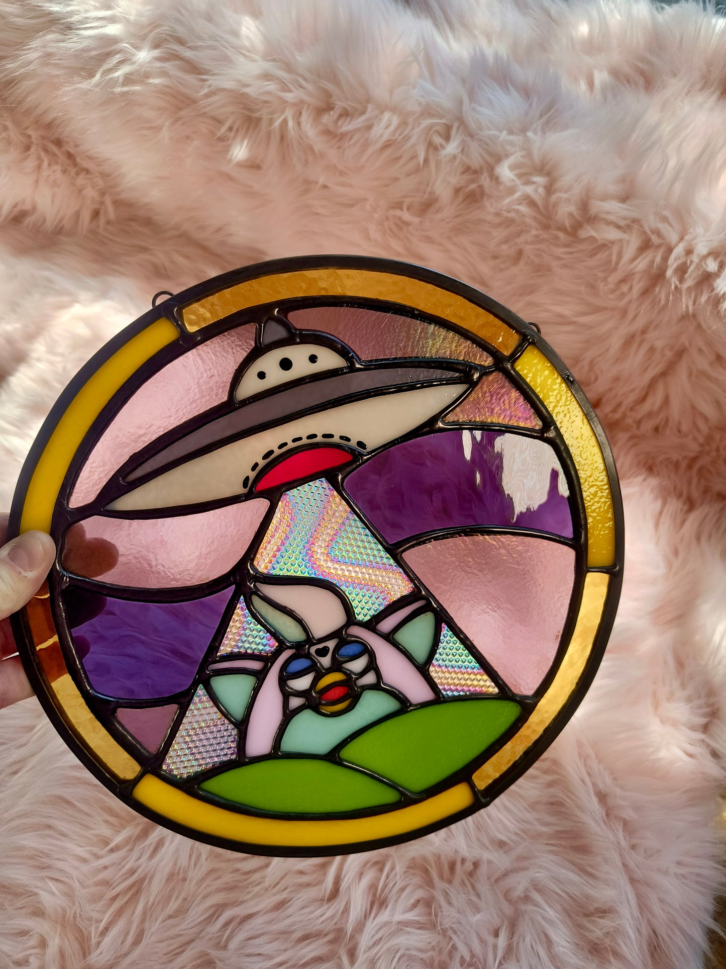 UFO Furby Stained Glass Panel