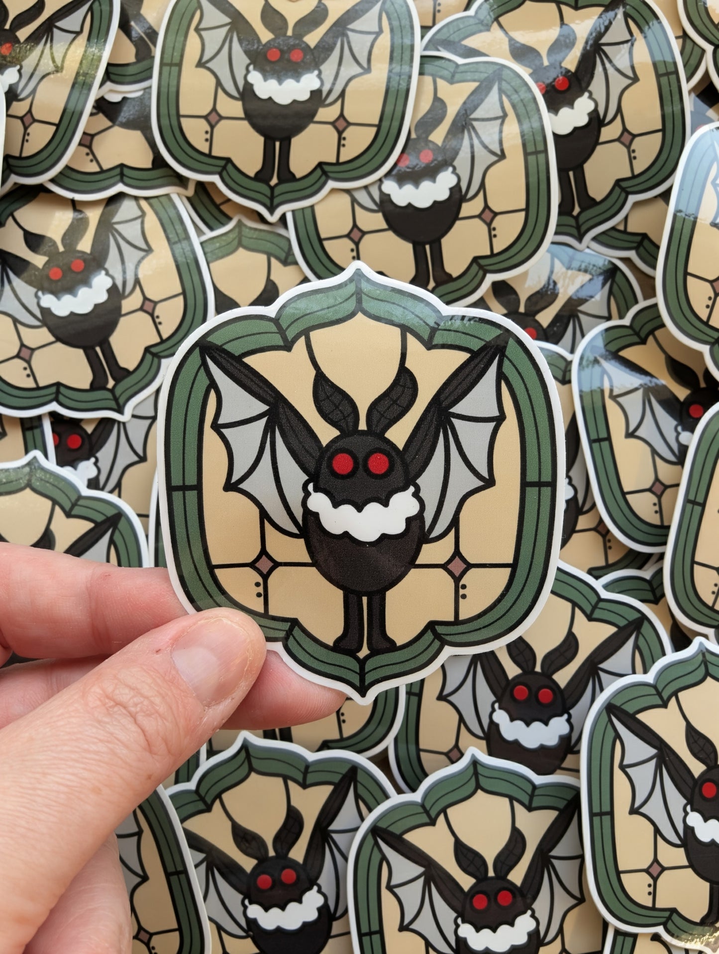 Stained Glass Moth Man Sticker