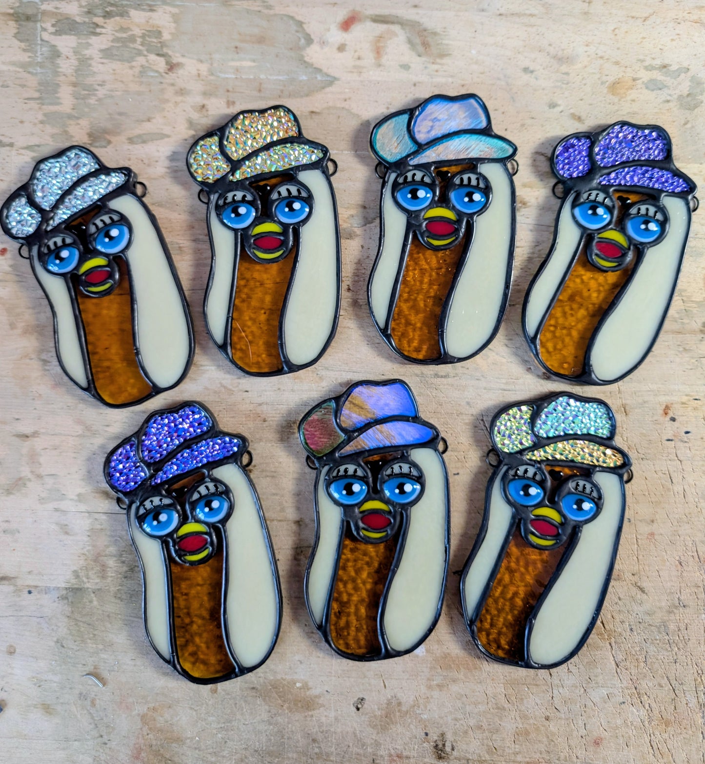 Cowboy Furby Hot Dog Stained Glass