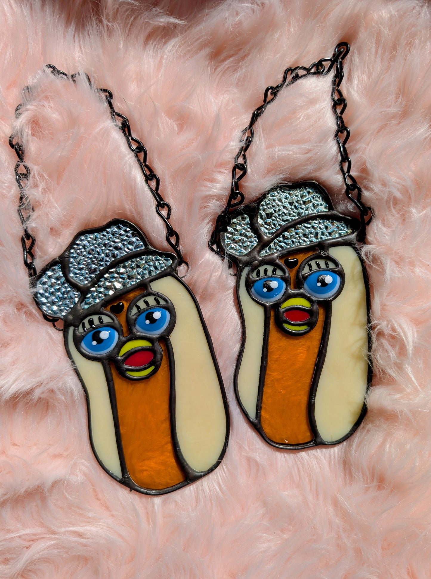 Cowboy Furby Hot Dog Stained Glass