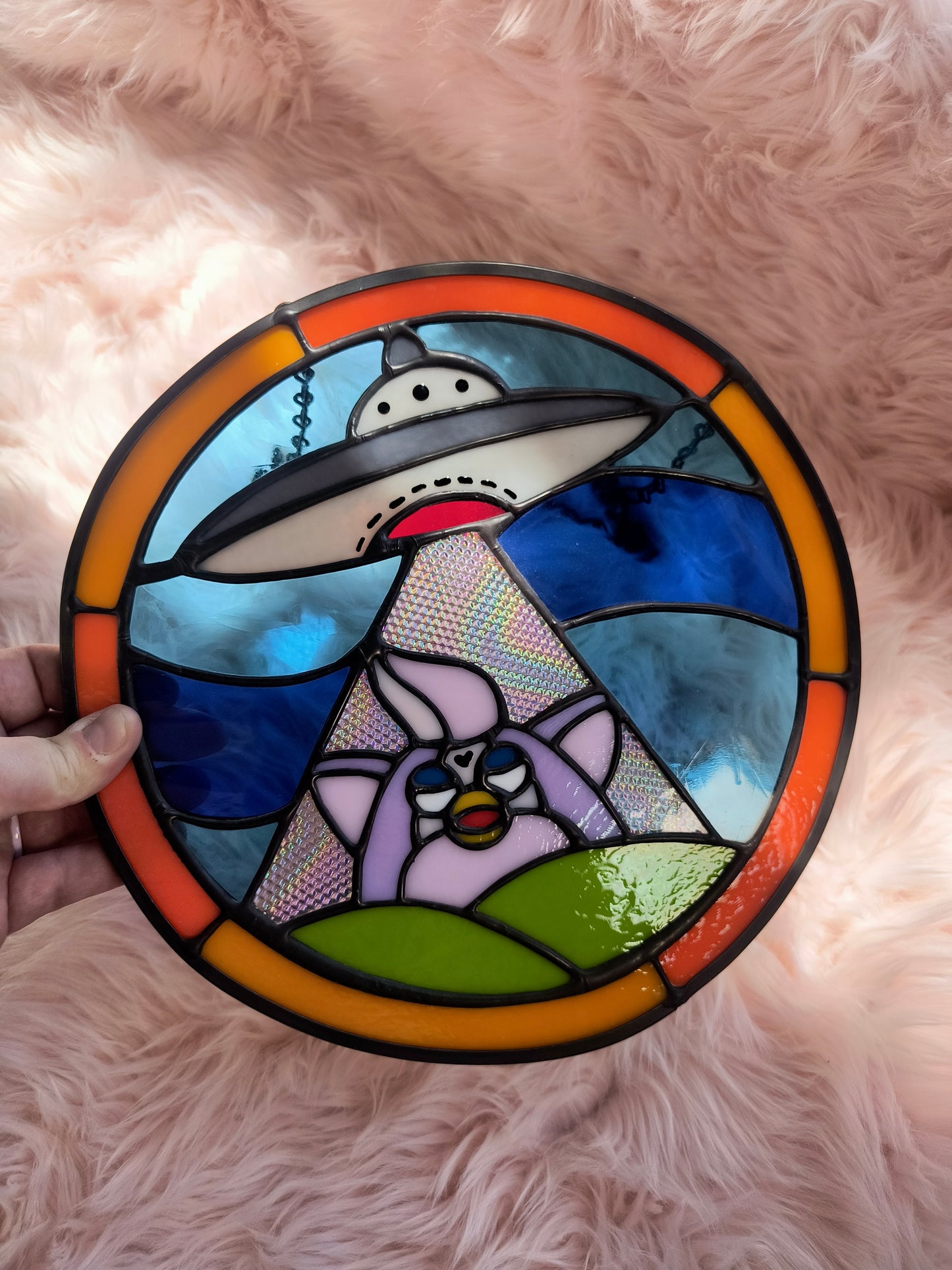 UFO Furby Stained Glass Panel