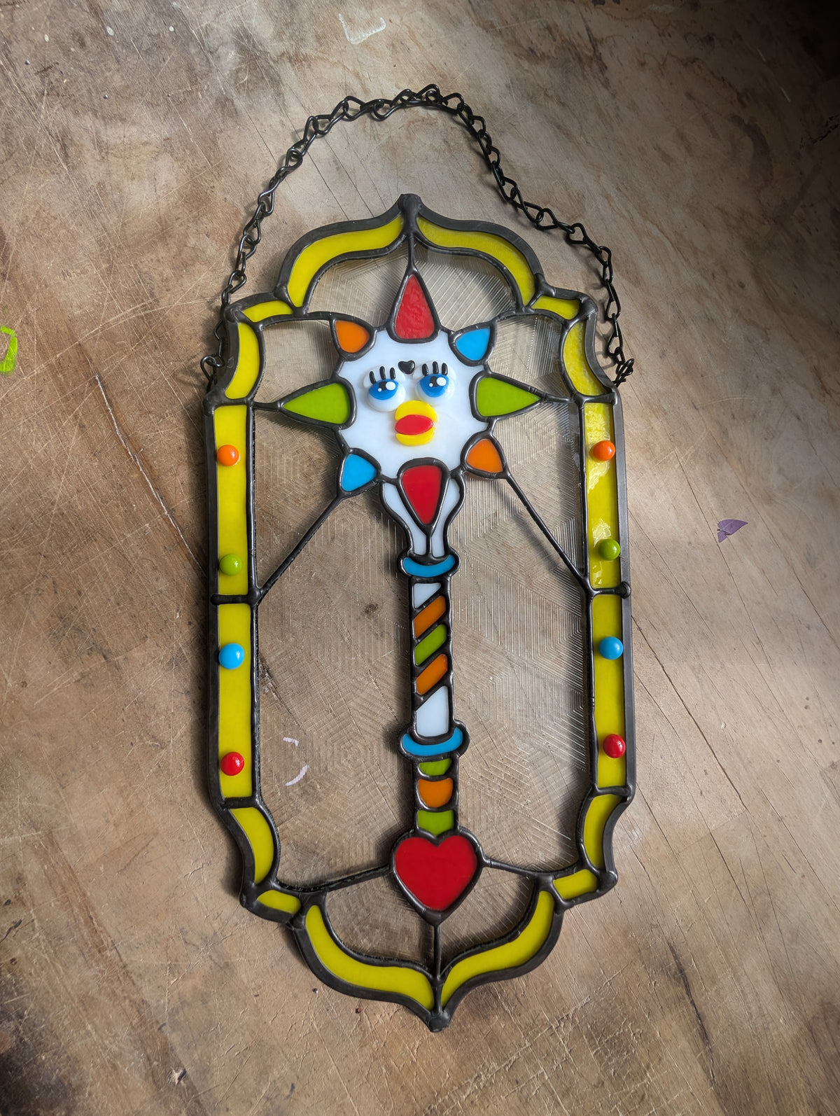 Morning furb stained glass panel