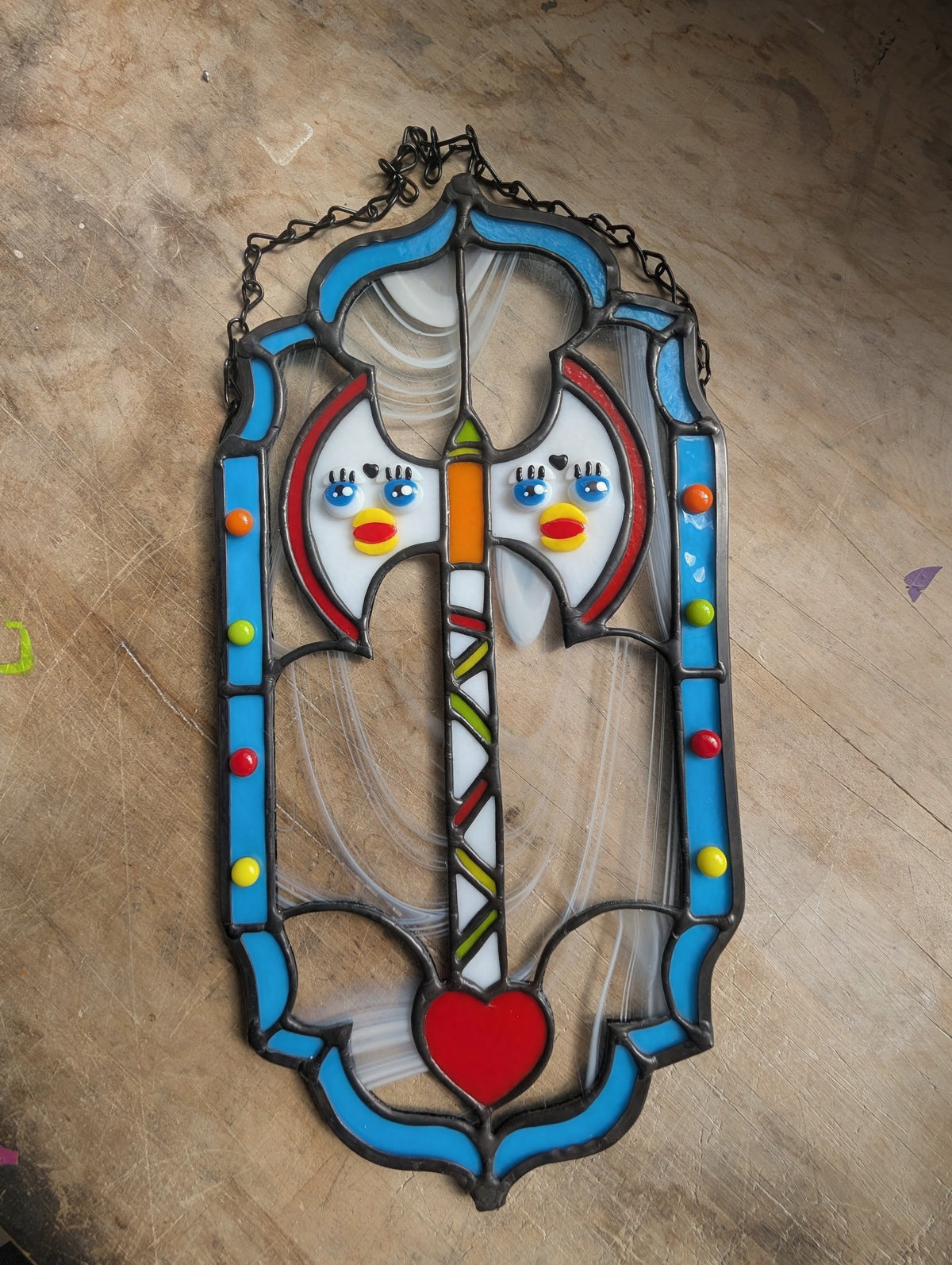 Double Axe Furb stained glass