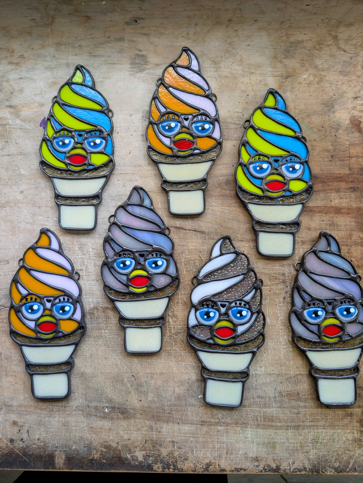 Creepy furb ice cream stained glass
