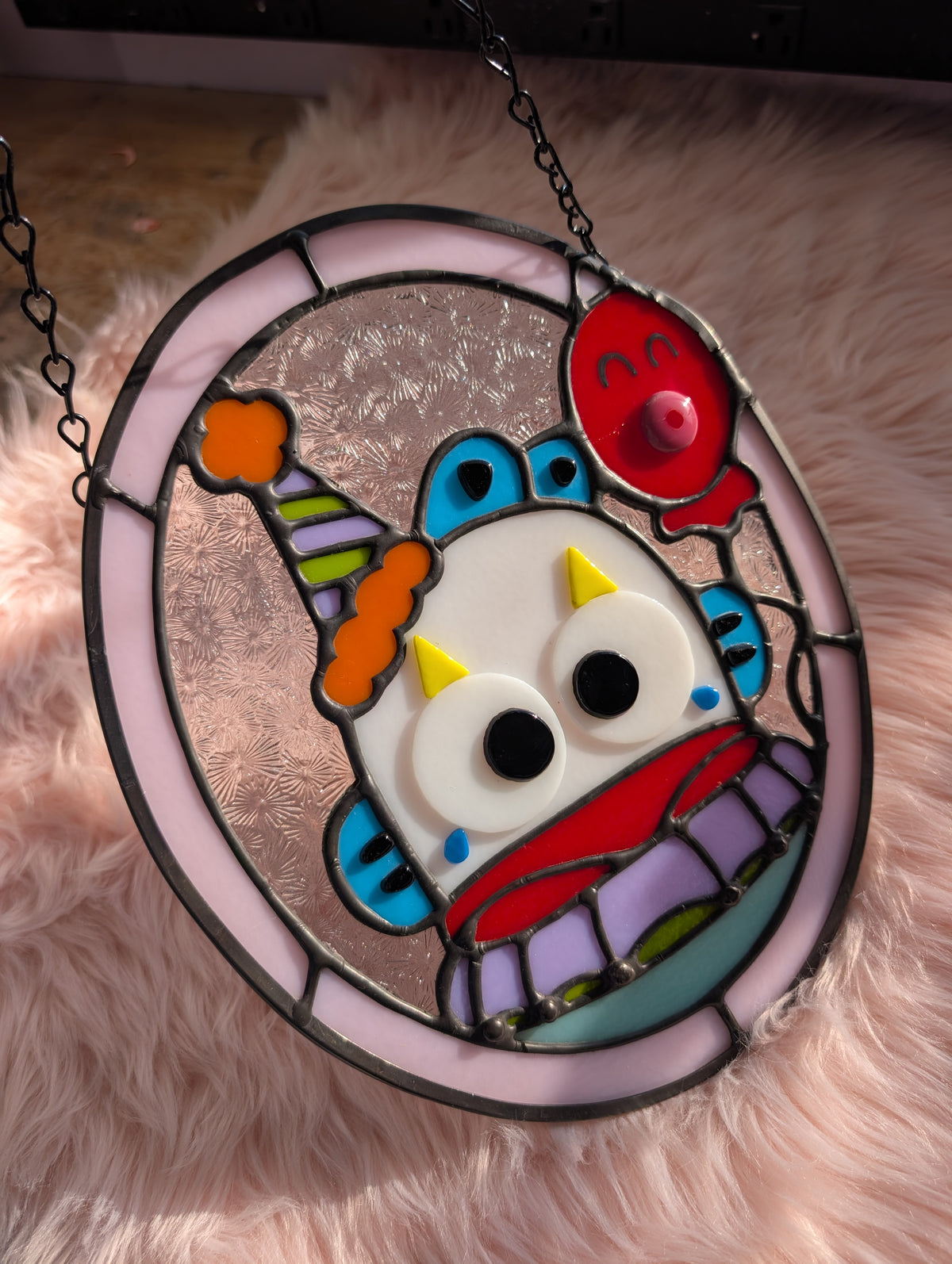 Clown fish stained glass panel- preorder