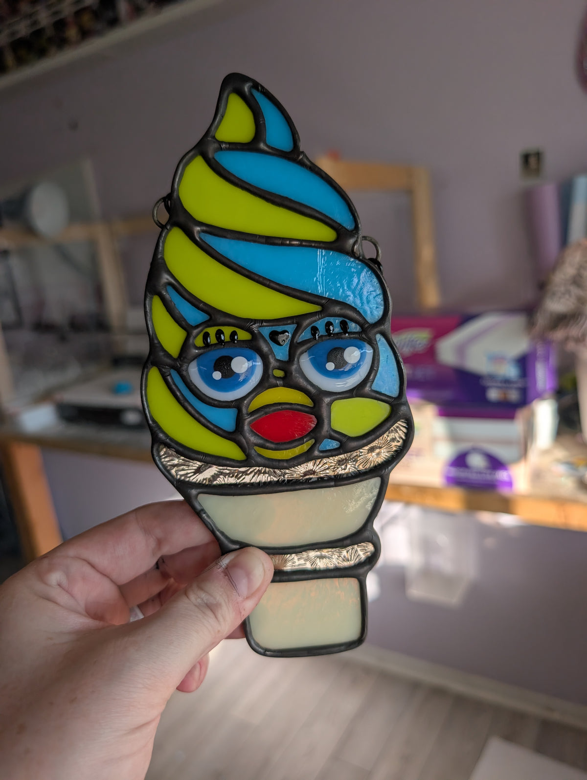 Creepy furb ice cream stained glass
