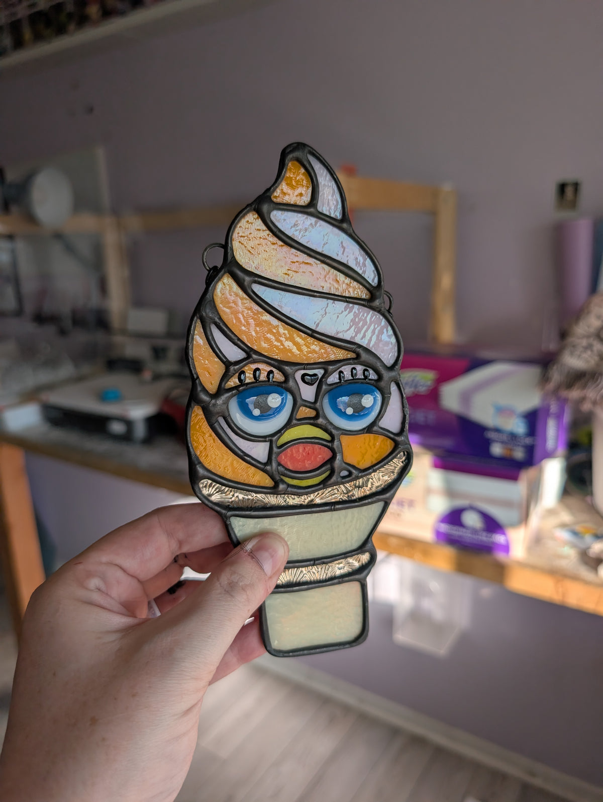 Creepy furb ice cream stained glass