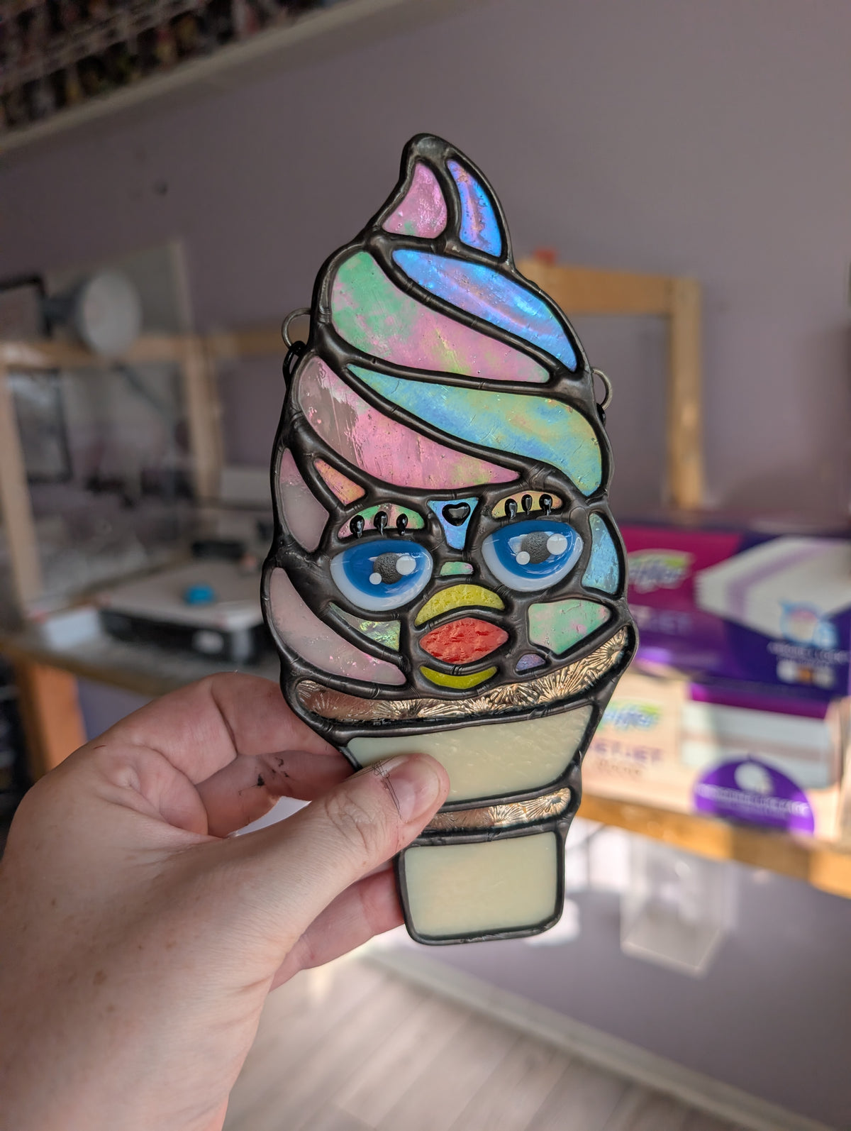 Creepy furb ice cream stained glass