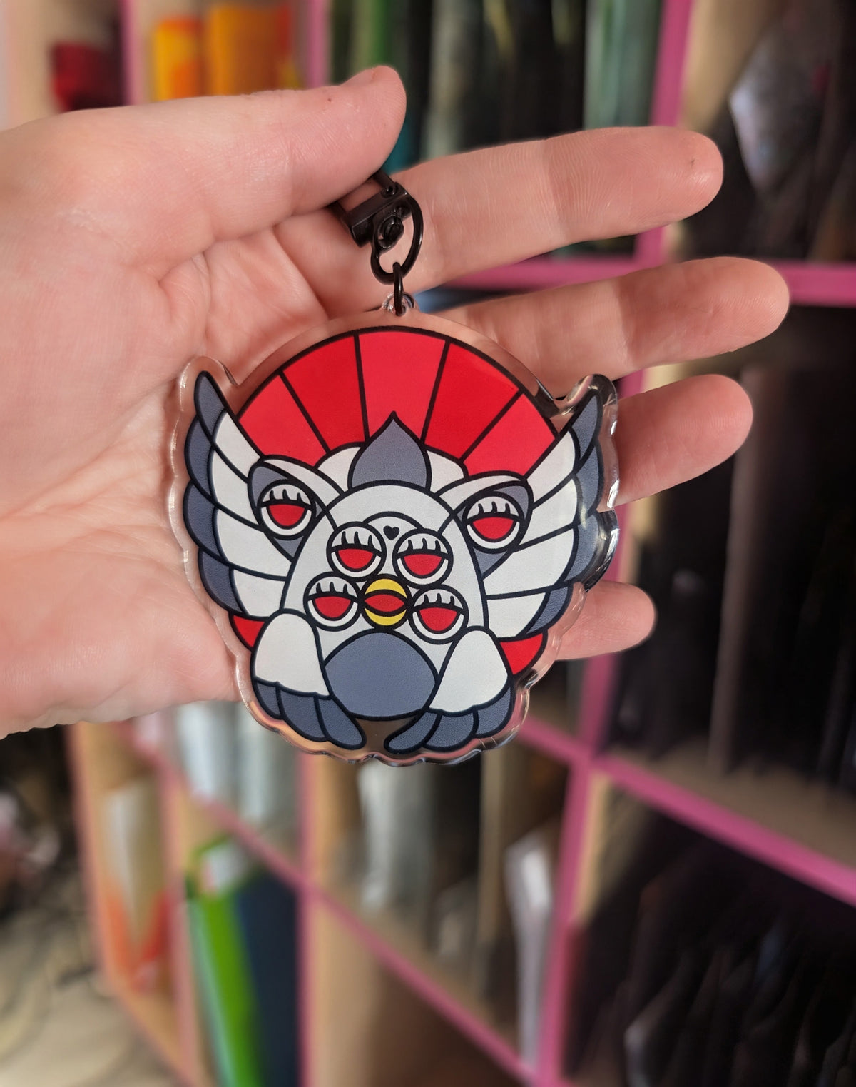 Red biblically accurate angel keychain