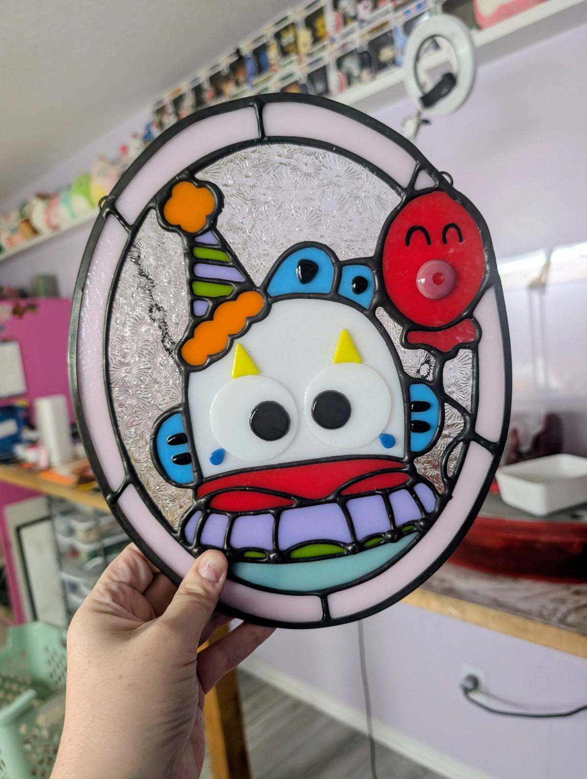 Clown fish stained glass panel- preorder