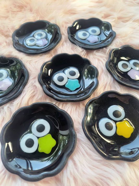 Glass Soot Sprite Trinket Dish