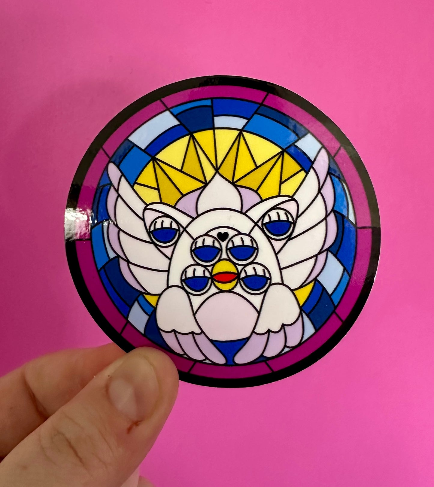 Blue & White Angel Stained Glass Sticker