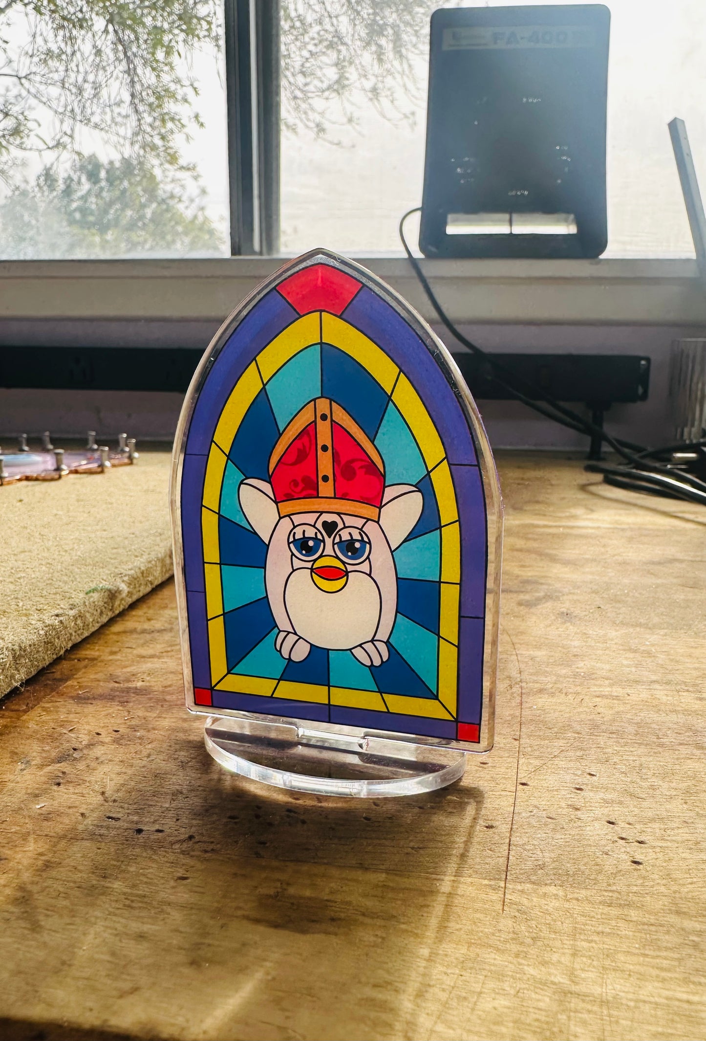 Furby Pope Stained Glass Standee