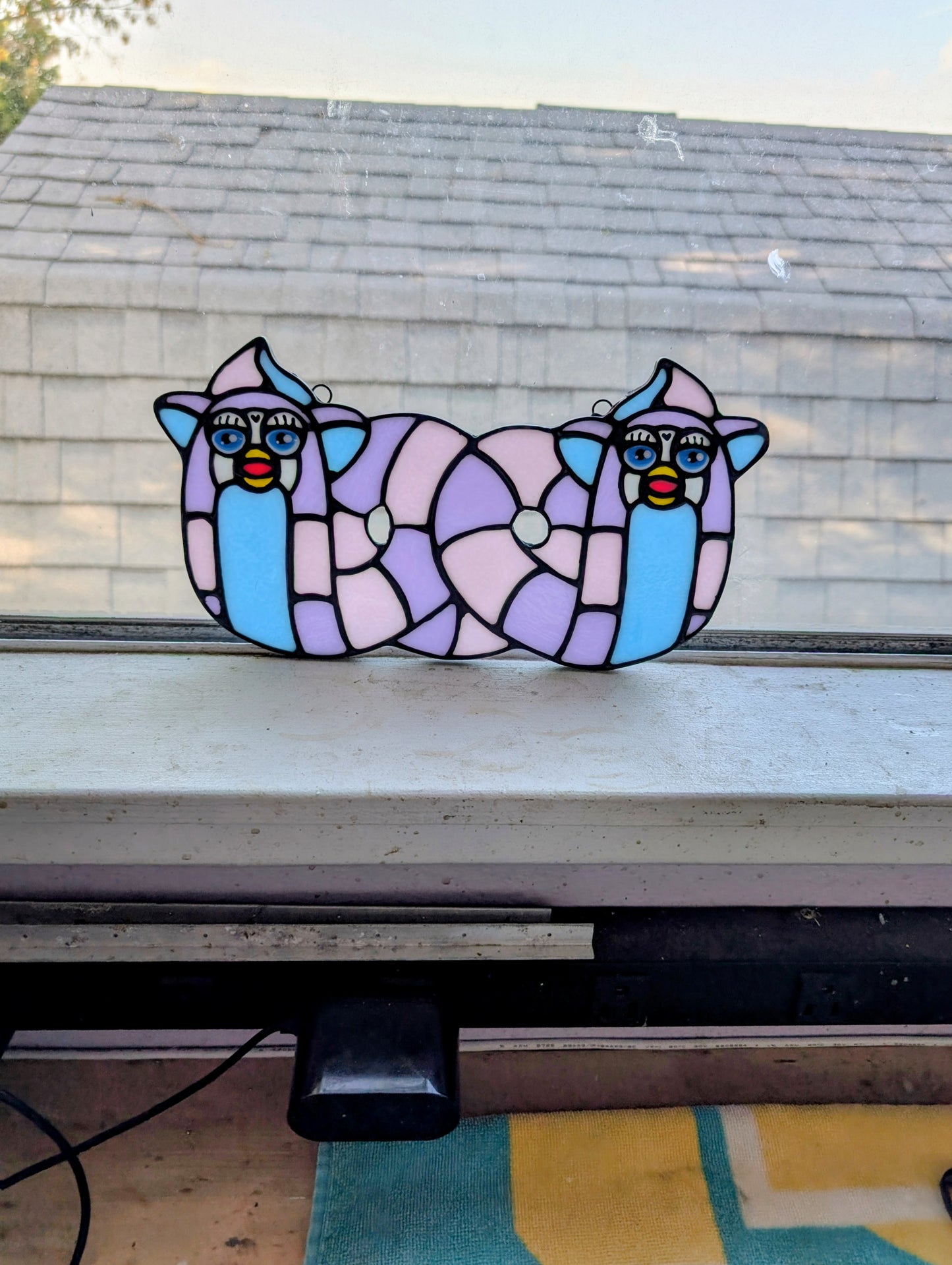 2 Headed Long Furby Stained Glass