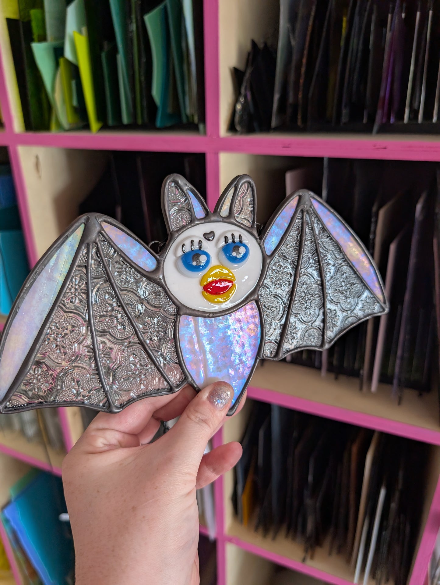 White Iridized Furby Bat