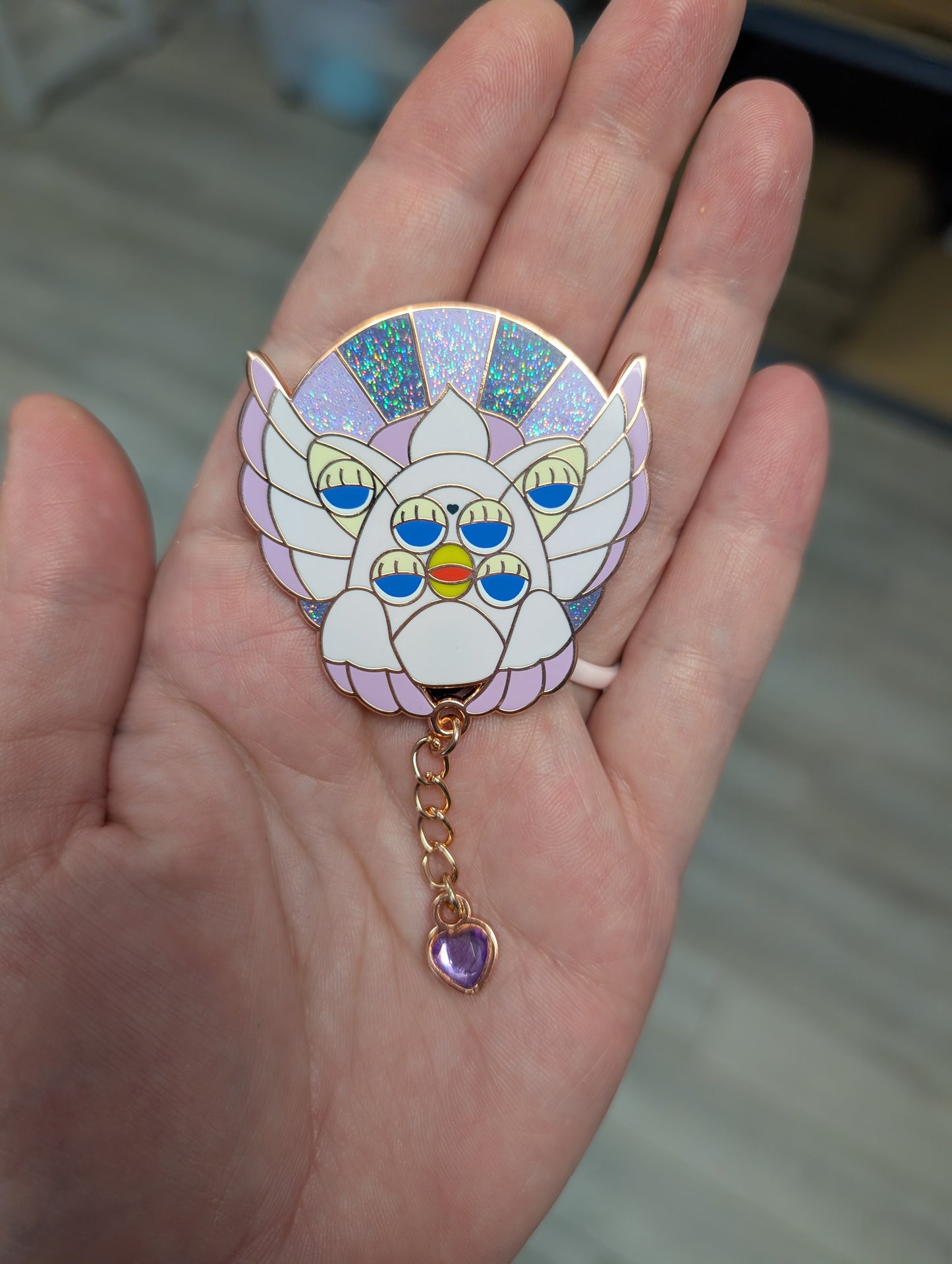 Rose gold biblically accurate angel enamel pin