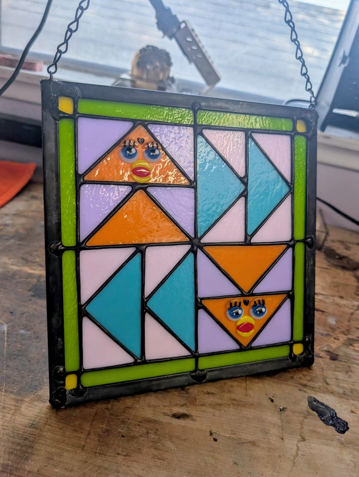 Orange Quilt Block 2 Panel