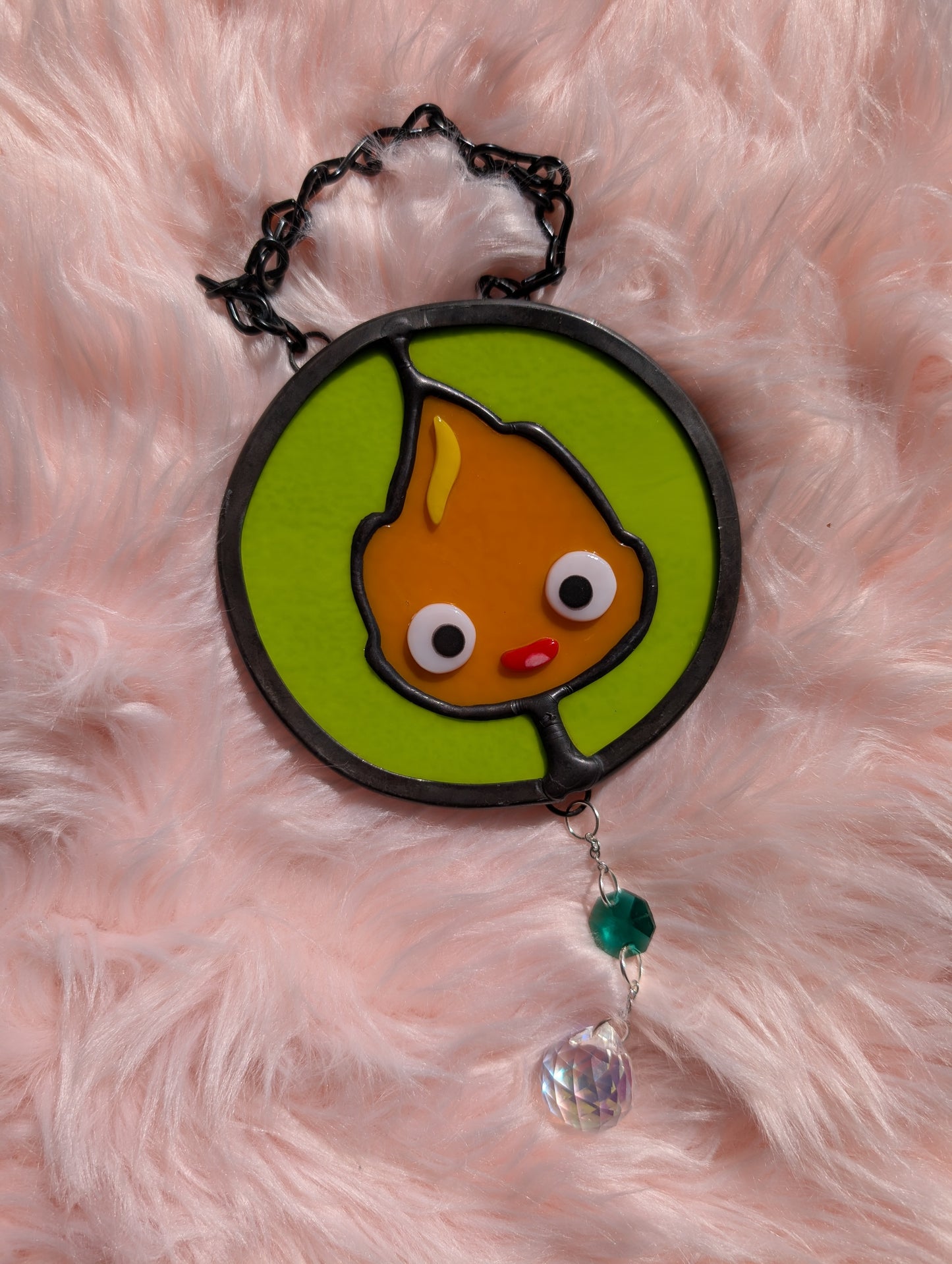 Calcifer Circle Stained Glass