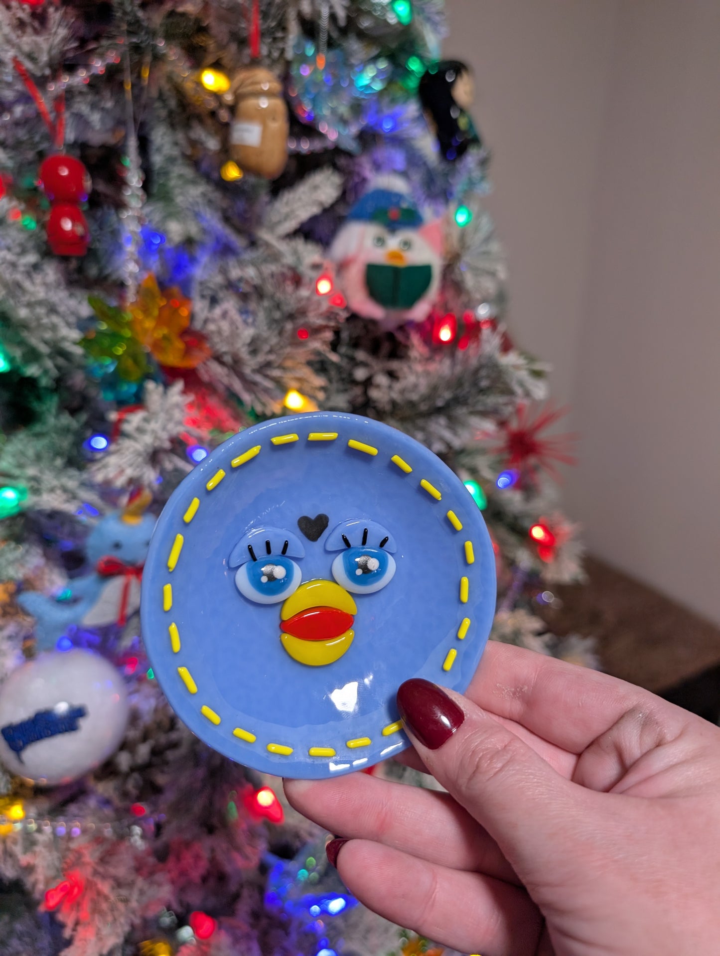 Purple & Periwinkle Fused Glass Furby Trinket Dishes