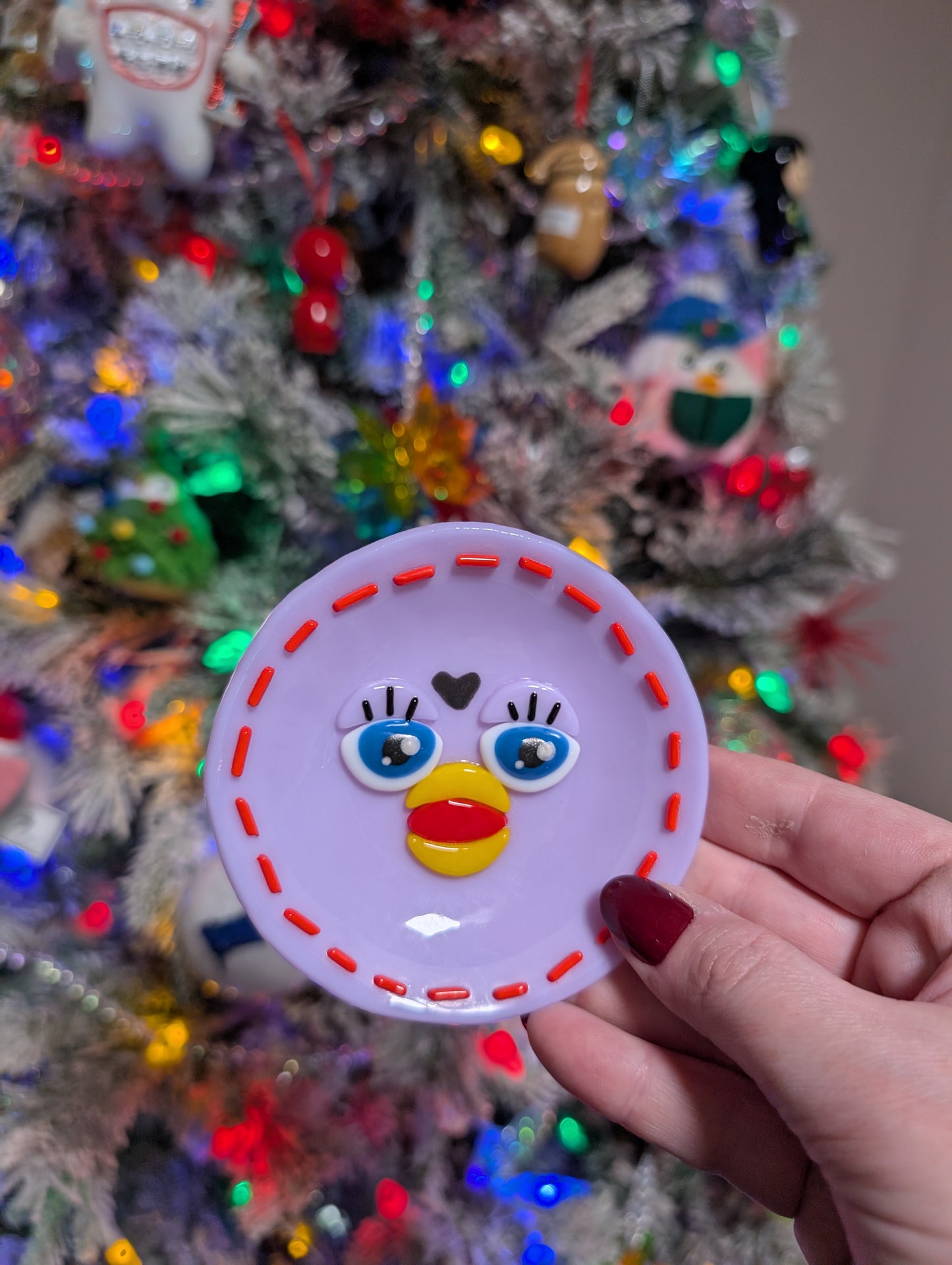 Purple & Periwinkle Fused Glass Furby Trinket Dishes
