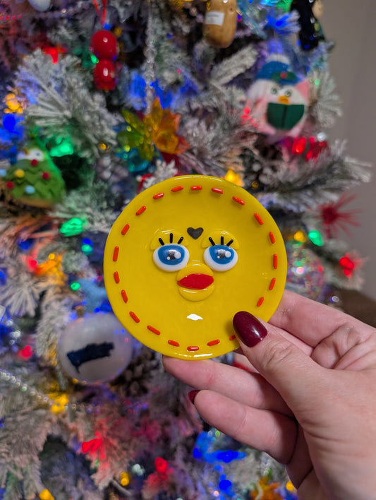 Yellow Fused Glass Furby Trinket Dishes