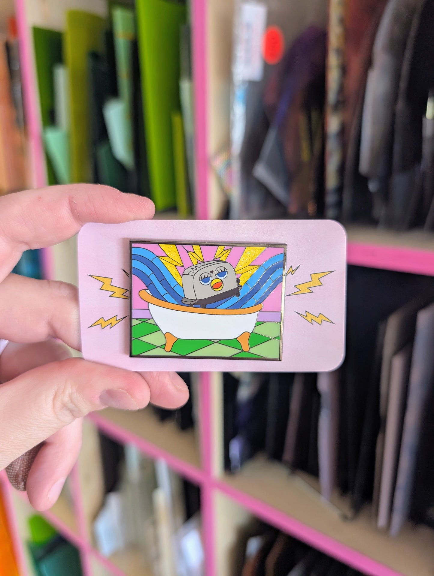 Live. Laugh. Furby Bath. Enamel Pin