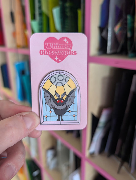 Stained Glass Moth Man Enamel Pin