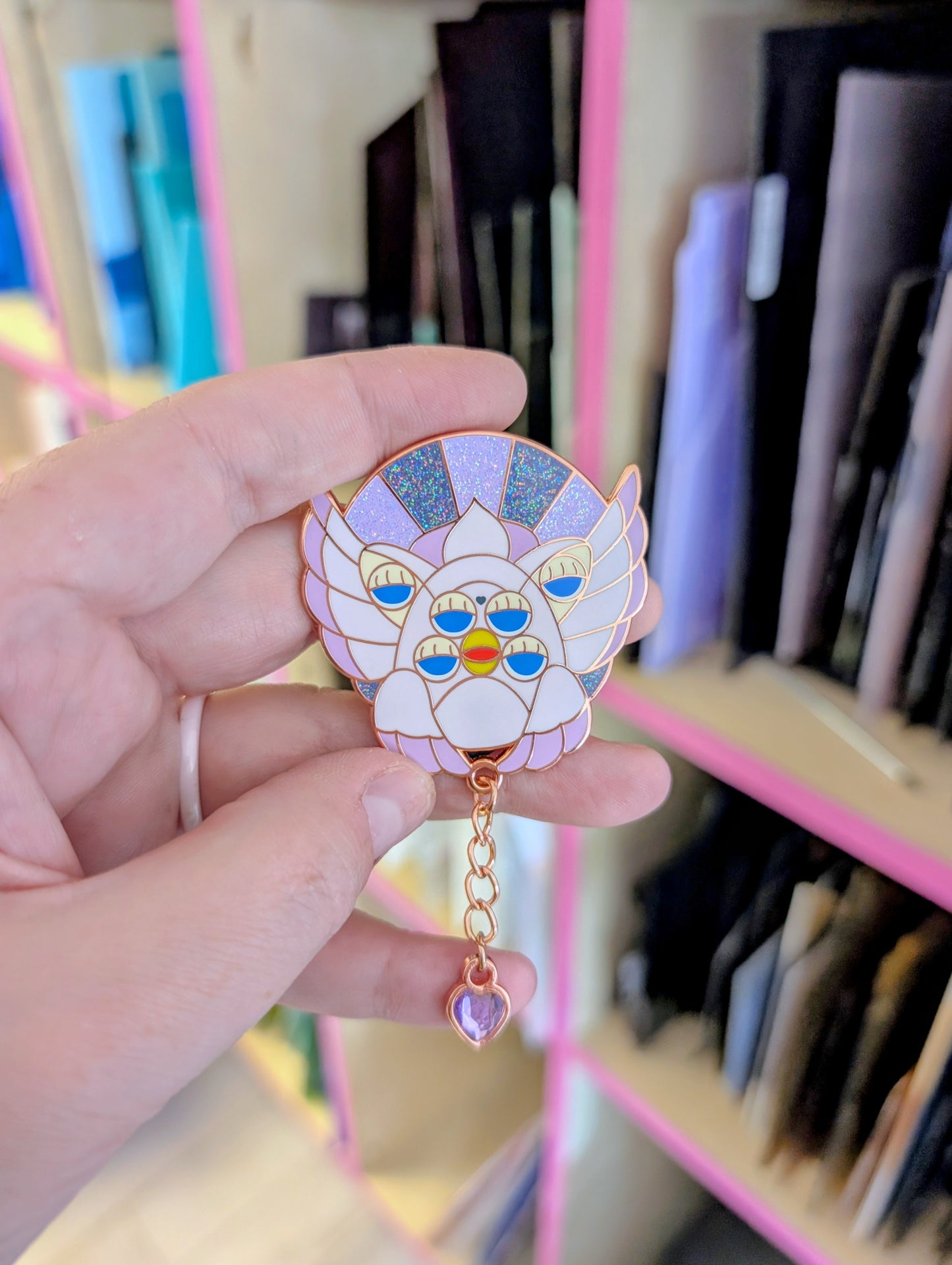 Rose gold biblically accurate angel enamel pin