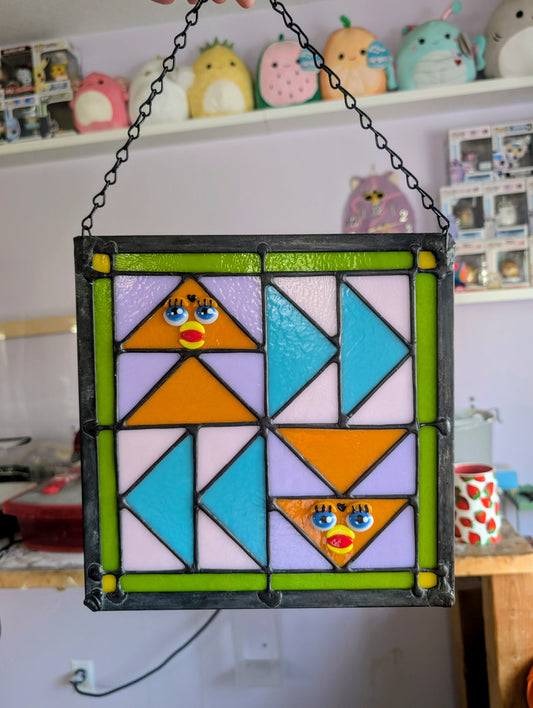 Orange Quilt Block 2 Panel