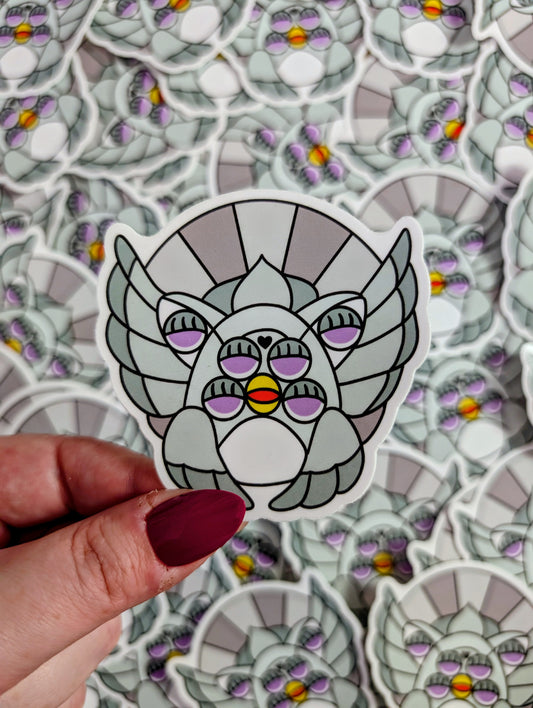 Gray Biblically Accurate Furby Angel Sticker