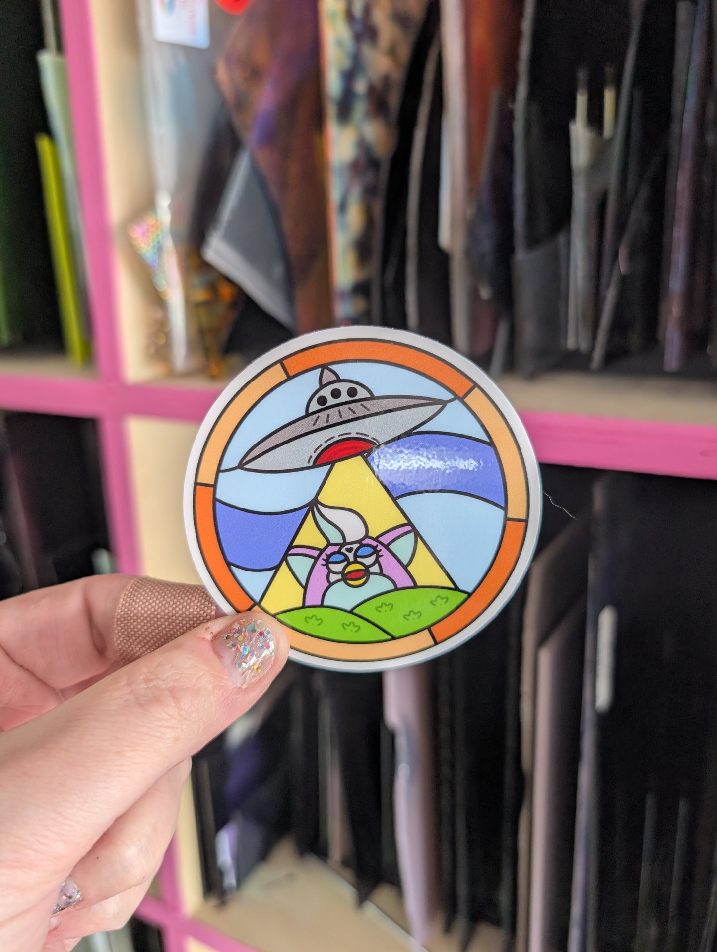 UFO Abduction Vinyl Sticker