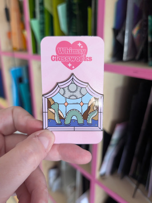 Stained Glass Loch Ness Monster Enamel Pin